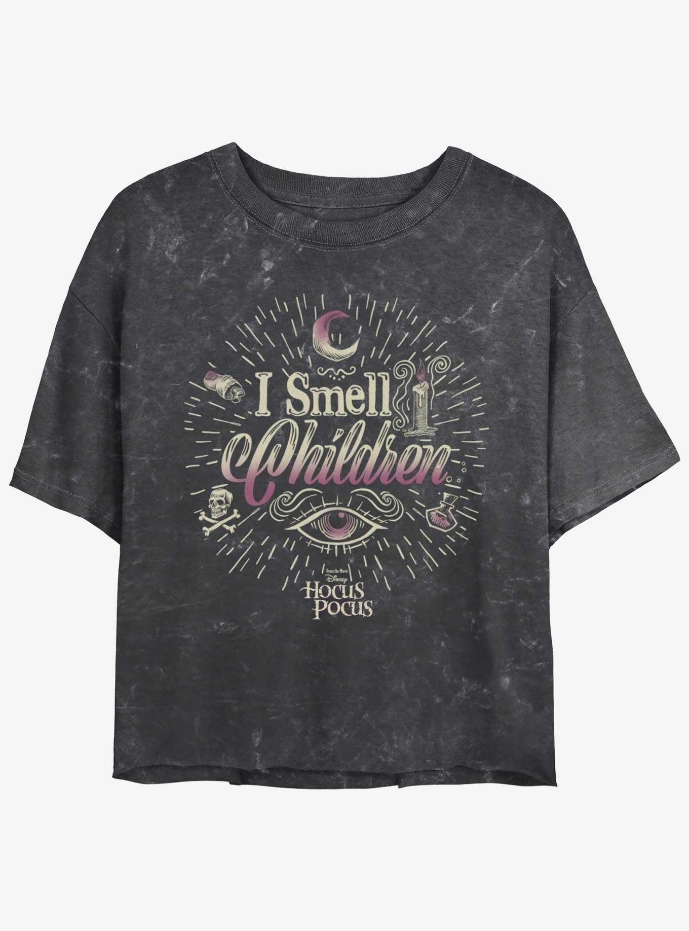 Disney Hocus Pocus I Smell Children Mineral Wash Womens Crop T-Shirt, , hi-res