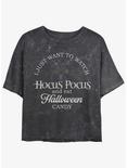 Disney Hocus Pocus Watch Hocus Pocus and Eat Candy Mineral Wash Womens Crop T-Shirt, BLACK, hi-res