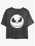 Disney The Nightmare Before Christmas Big Face Jack Mineral Wash Womens Crop T-Shirt, BLACK, hi-res