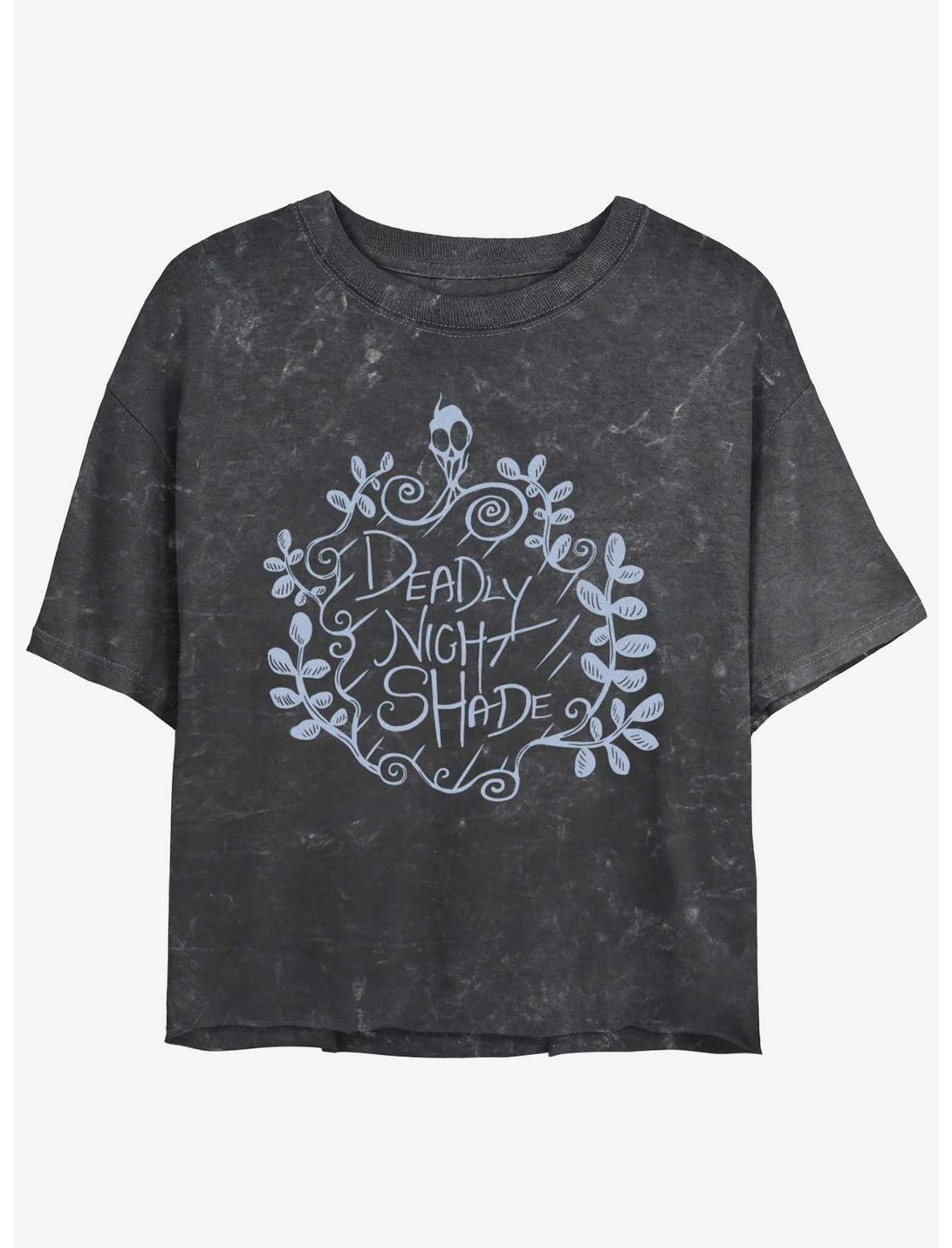 Disney The Nightmare Before Christmas Deadly Night Shade Mineral Wash Womens Crop T-Shirt, BLACK, hi-res