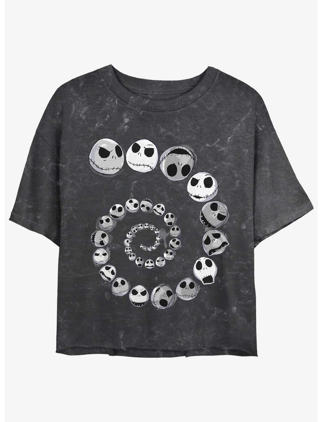 Disney The Nightmare Before Christmas Jack Emotions Spiraling Mineral Wash Womens Crop T-Shirt, BLACK, hi-res