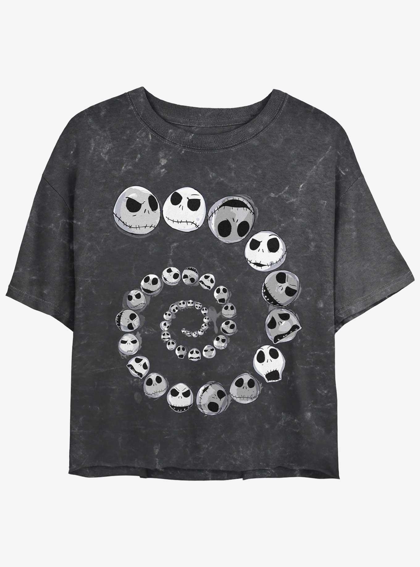 Disney The Nightmare Before Christmas Jack Emotions Spiraling Mineral Wash Womens Crop T-Shirt, BLACK, hi-res