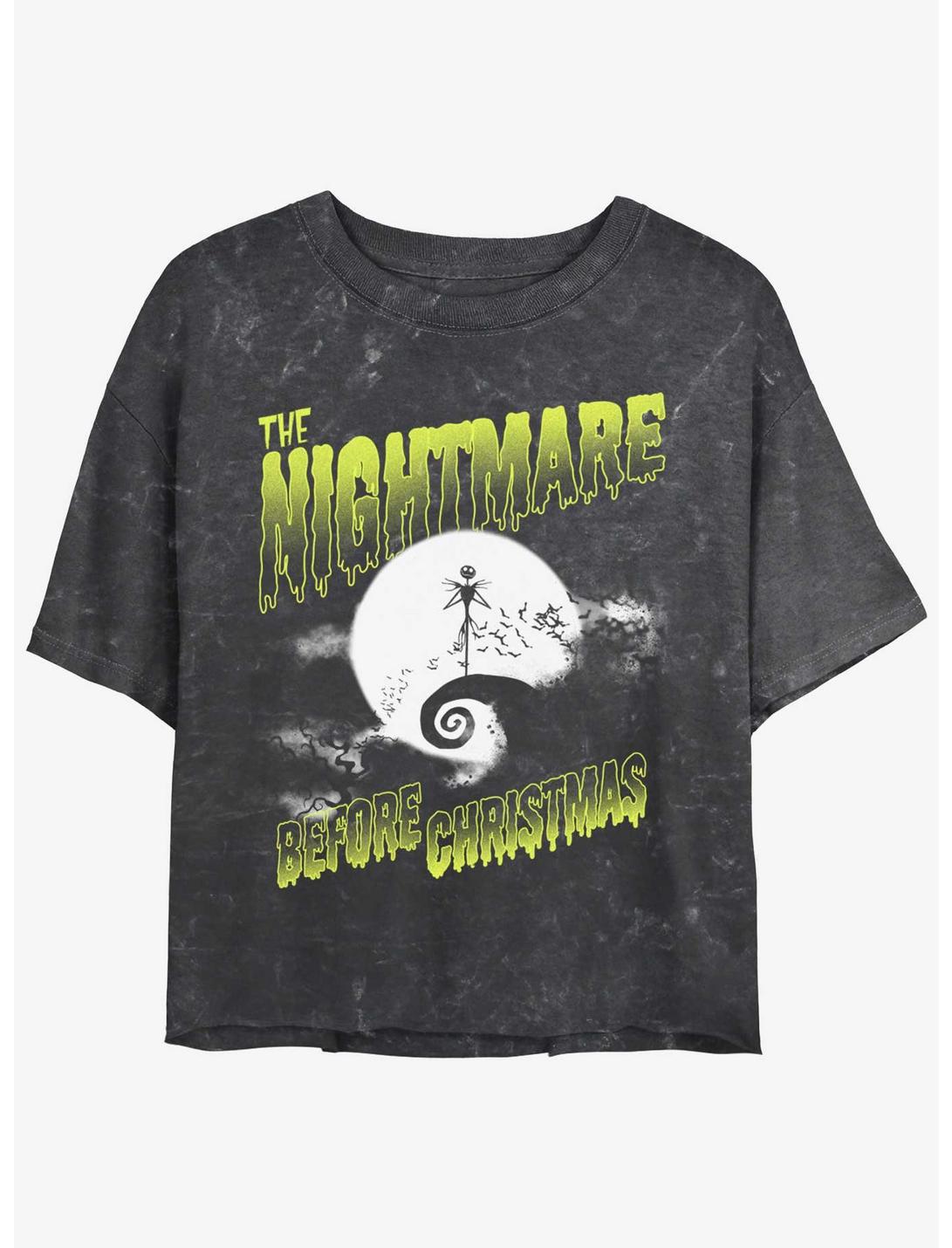 Disney The Nightmare Before Christmas Moonlit Jack Skellington Mineral Wash Womens Crop T-Shirt, BLACK, hi-res