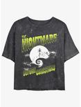 Disney The Nightmare Before Christmas Moonlit Jack Skellington Mineral Wash Womens Crop T-Shirt, BLACK, hi-res