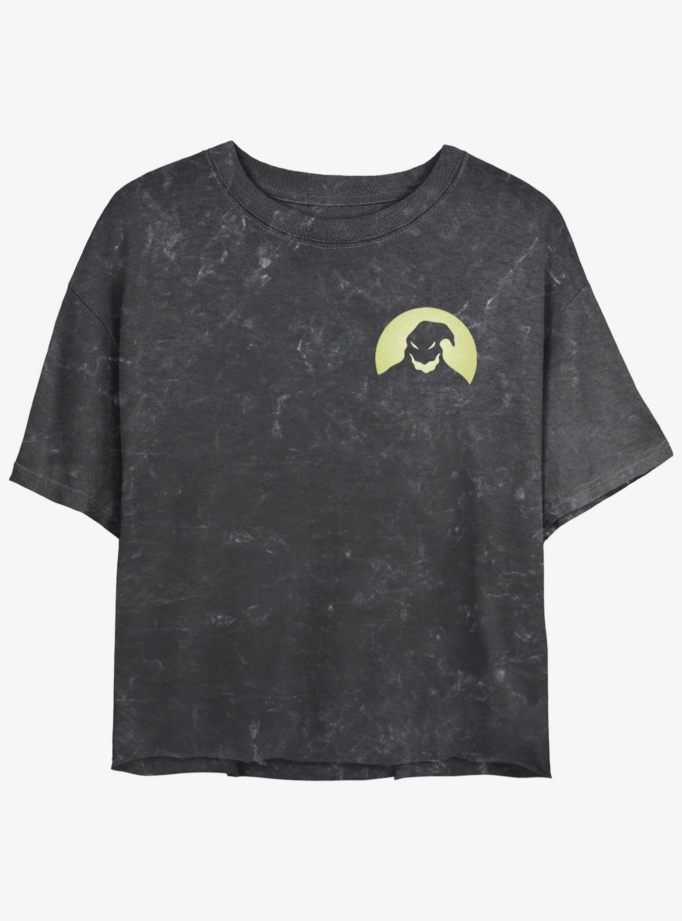 Disney The Nightmare Before Christmas Oogie Boogie Pocket Mineral Wash Womens Crop T-Shirt, BLACK, hi-res