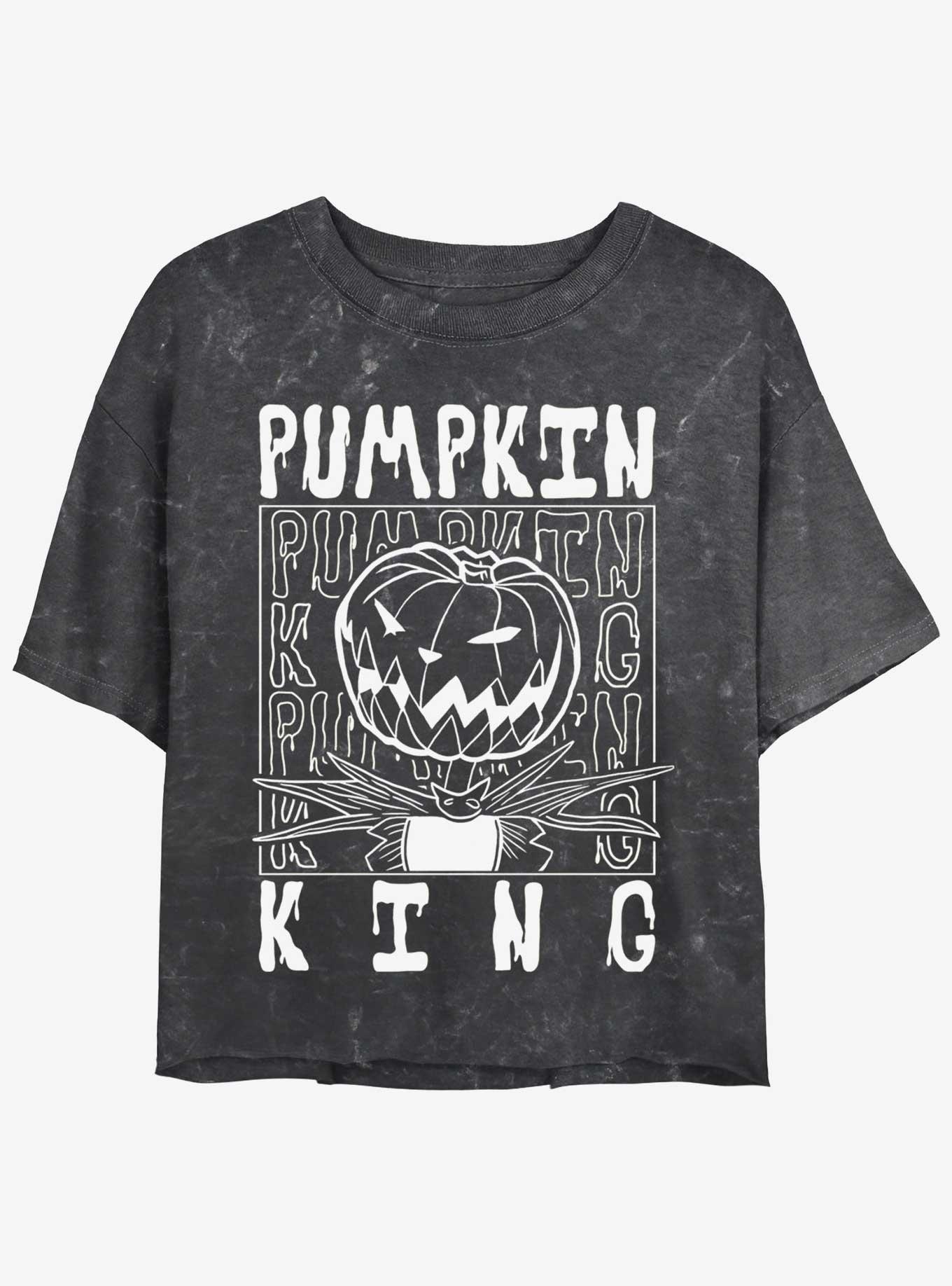 Disney The Nightmare Before Christmas Jack Pumpkin King Mineral Wash Womens Crop T-Shirt, BLACK, hi-res