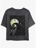 Disney The Nightmare Before Christmas Jack On Spiral Hill Mineral Wash Womens Crop T-Shirt, BLACK, hi-res