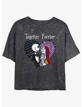Plus Size Disney The Nightmare Before Christmas Jack and Sally Together Forever Mineral Wash Womens Crop T-Shirt, , hi-res