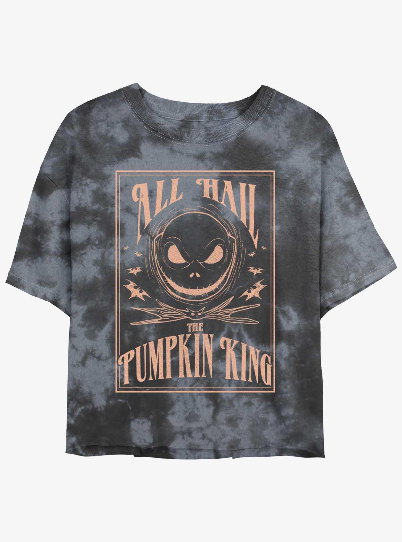 Disney The Nightmare Before Christmas Hail Jack The Pumpkin King Tie-Dye Womens Crop T-Shirt, BLKCHAR, hi-res