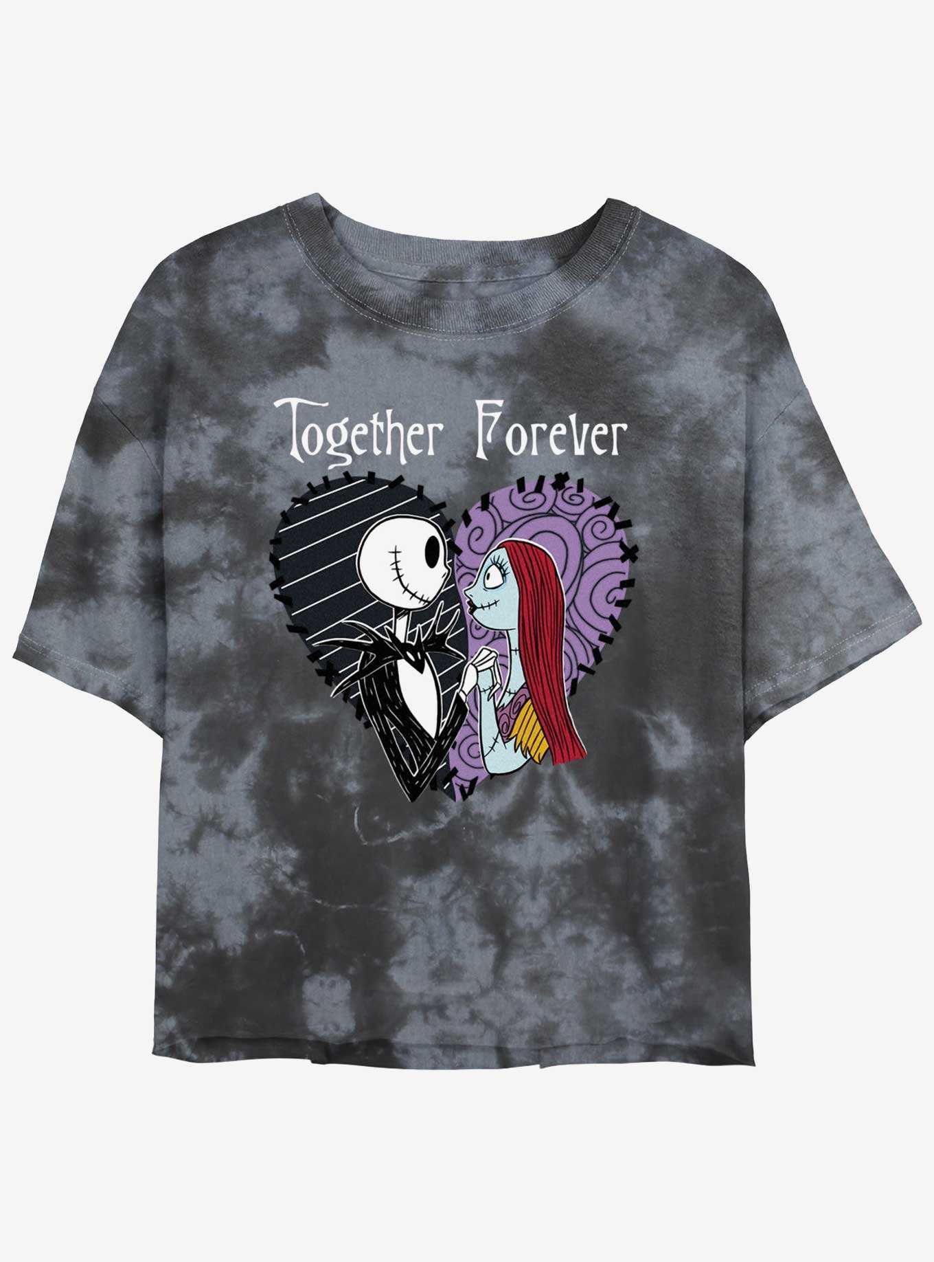 Disney The Nightmare Before Christmas Jack and Sally Together Forever Tie-Dye Womens Crop T-Shirt, , hi-res