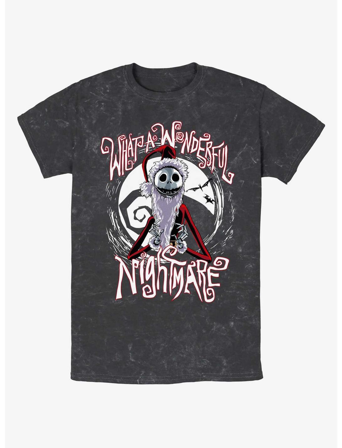 Disney The Nightmare Before Christmas Santa Jack Wonderful Nightmare Mineral Wash T-Shirt, BLACK, hi-res