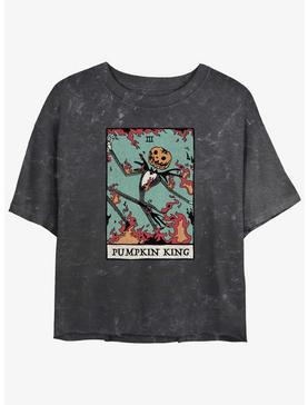 Plus Size Disney The Nightmare Before Christmas Jack Pumpkin King Card Mineral Wash Womens Crop T-Shirt, , hi-res