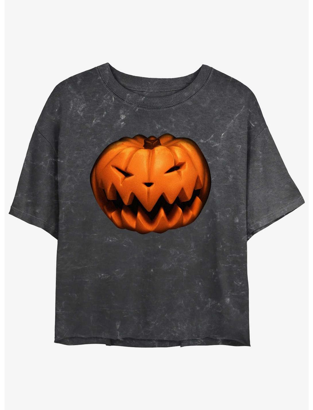 Disney The Nightmare Before Christmas Pumpkin King Mineral Wash Womens Crop T-Shirt, BLACK, hi-res