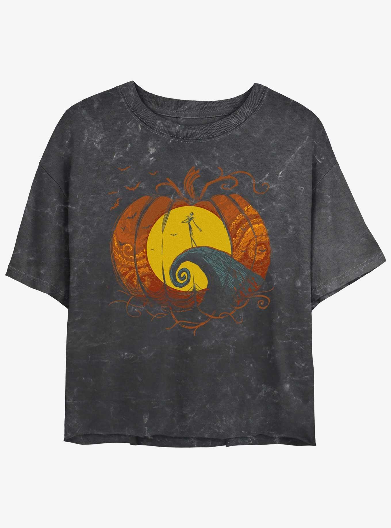 Disney The Nightmare Before Christmas Pumpkin King Lament Mineral Wash Womens Crop T-Shirt, , hi-res