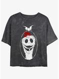 Disney The Nightmare Before Christmas Santa Jack Mineral Wash Womens Crop T-Shirt, BLACK, hi-res