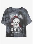Disney The Nightmare Before Christmas Jolly Santa Jack Tie-Dye Womens Crop T-Shirt, BLKCHAR, hi-res