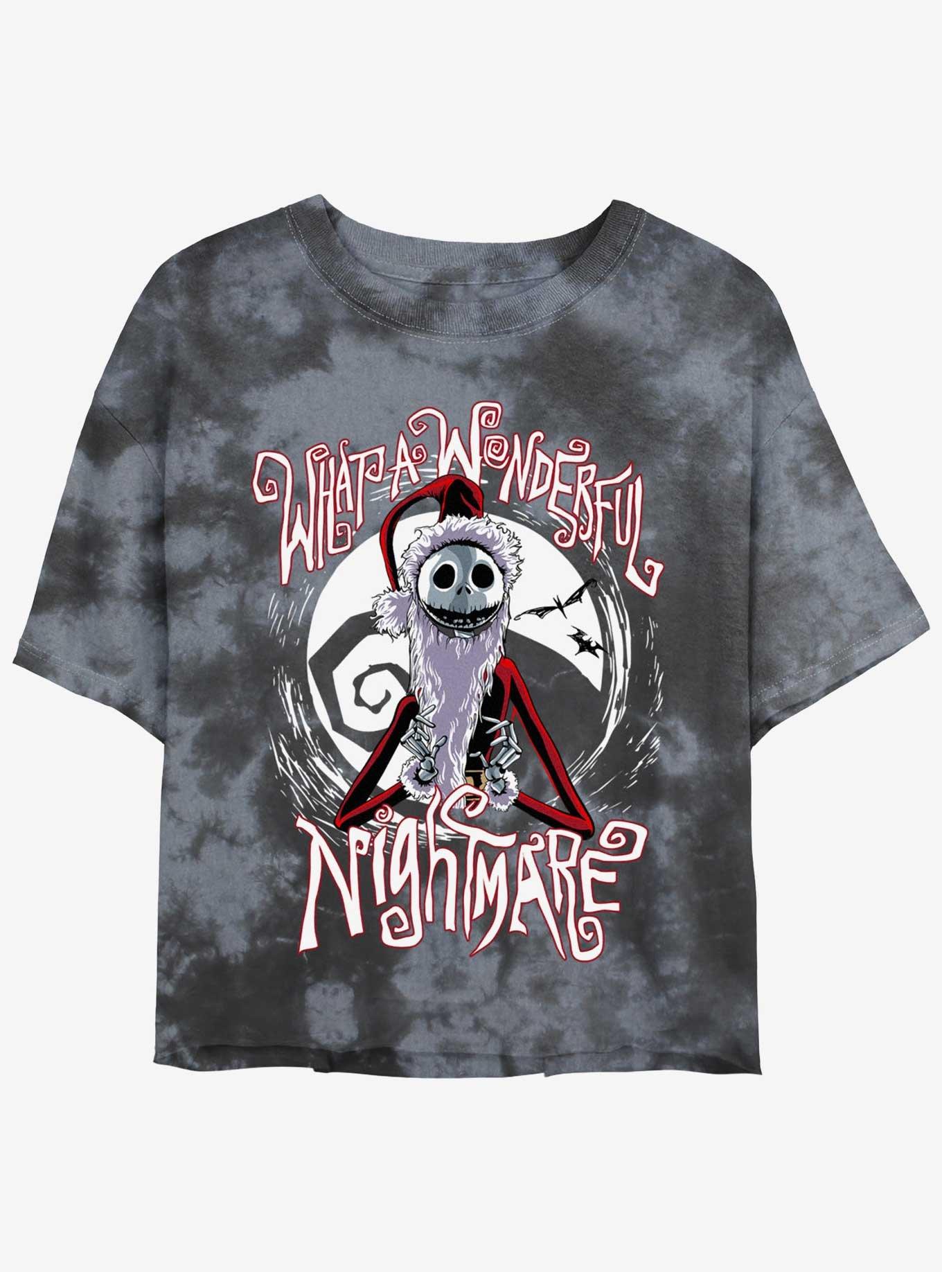Disney The Nightmare Before Christmas Santa Jack Wonderful Nightmare Tie-Dye Womens Crop T-Shirt, , hi-res