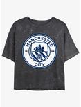 Premier League Manchester City F.C. Logo Mineral Wash Girls Crop T-Shirt, BLACK, hi-res