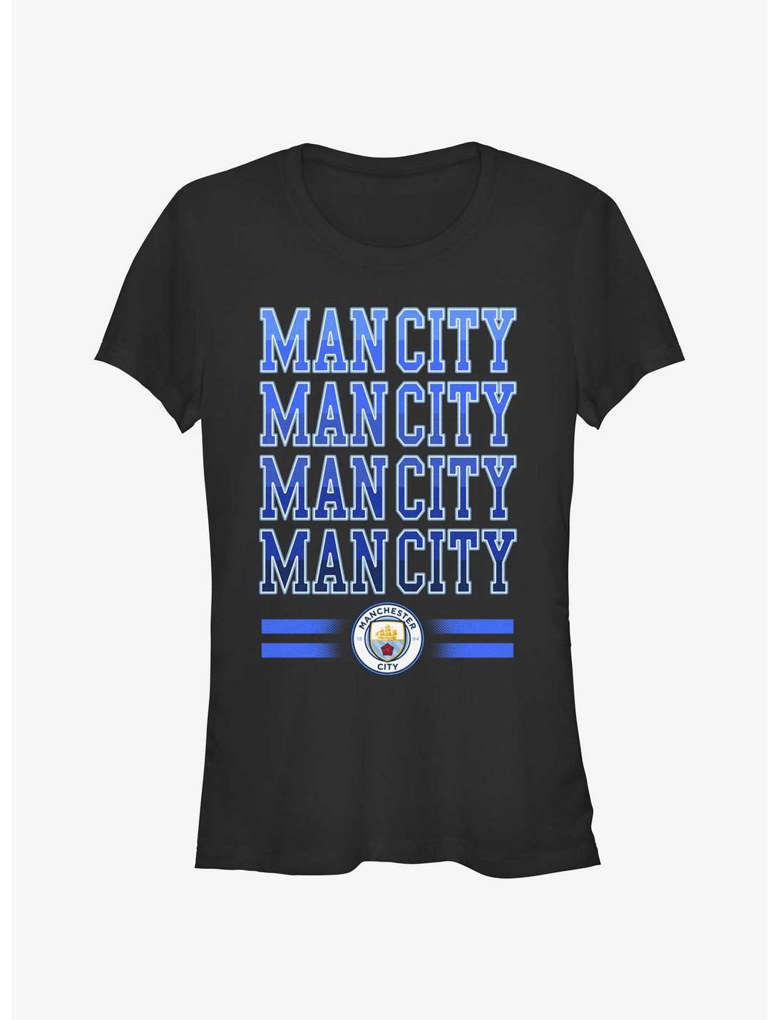 Premier League Manchester City F.C. Man City Text Stack Girls T-Shirt, BLACK, hi-res