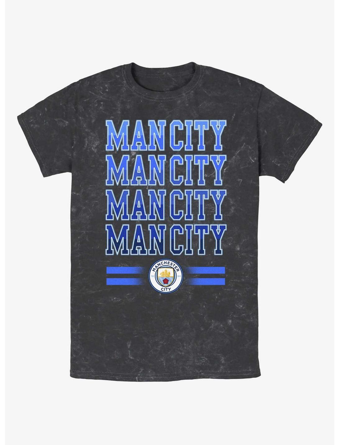 Premier League Manchester City F.C. Man City Text Stack Mineral Wash T-Shirt, BLACK, hi-res