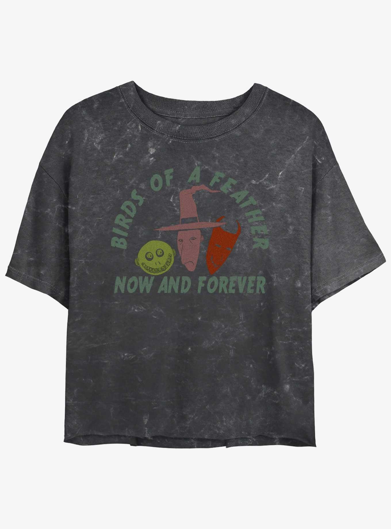 Disney The Nightmare Before Christmas Now and Forever Lock, Shock, & Barrel Mineral Wash Womens Crop T-Shirt, BLACK, hi-res