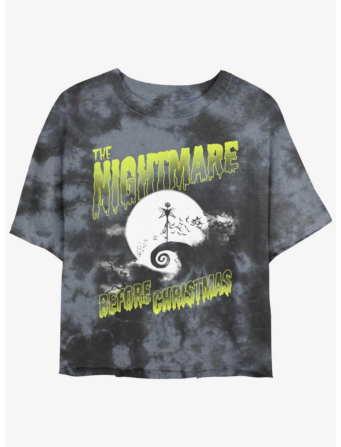 Disney The Nightmare Before Christmas Moonlit Jack Skellington Tie-Dye Womens Crop T-Shirt, BLKCHAR, hi-res