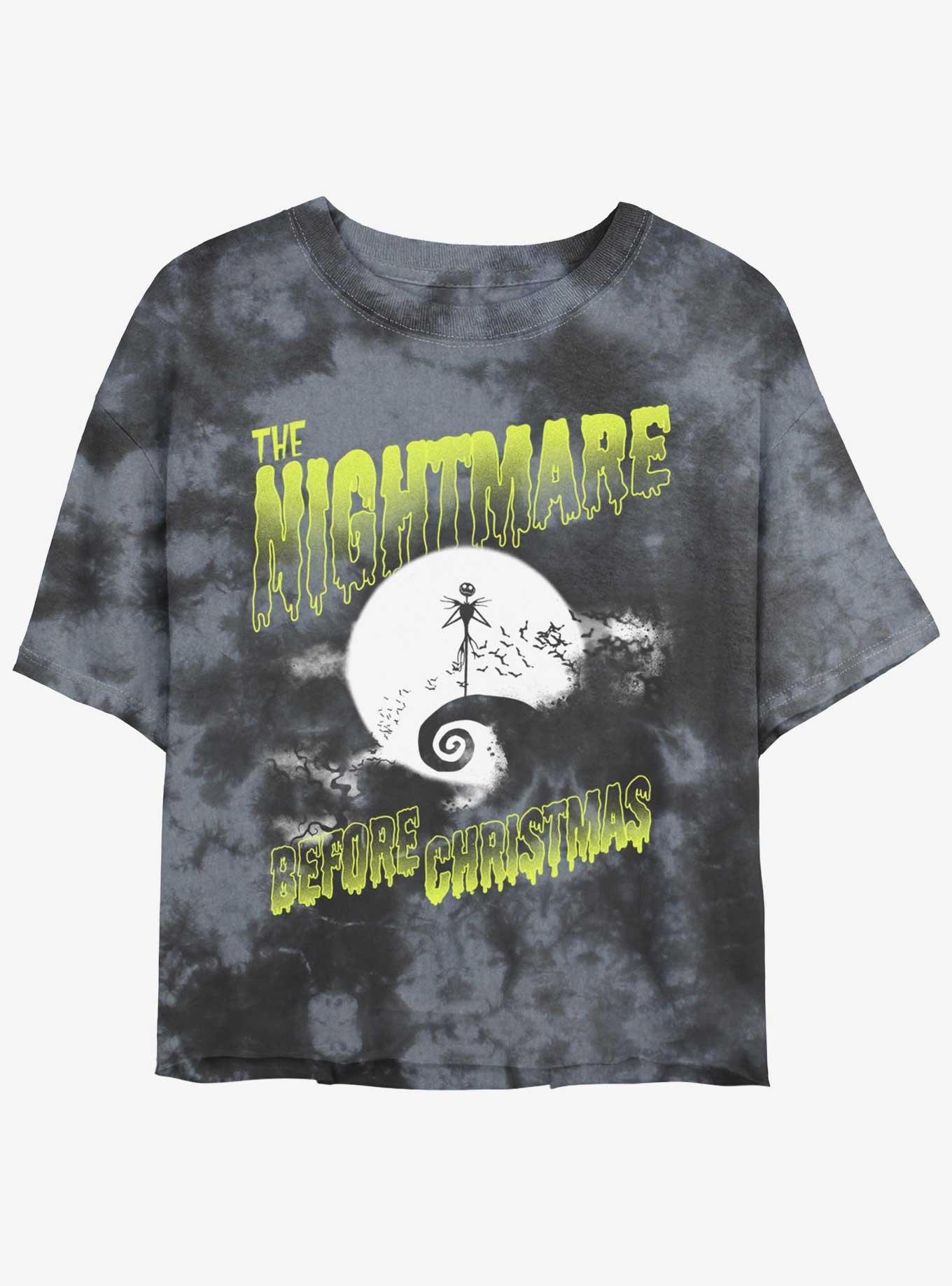 Disney The Nightmare Before Christmas Moonlit Jack Skellington Tie-Dye Womens Crop T-Shirt, BLKCHAR, hi-res