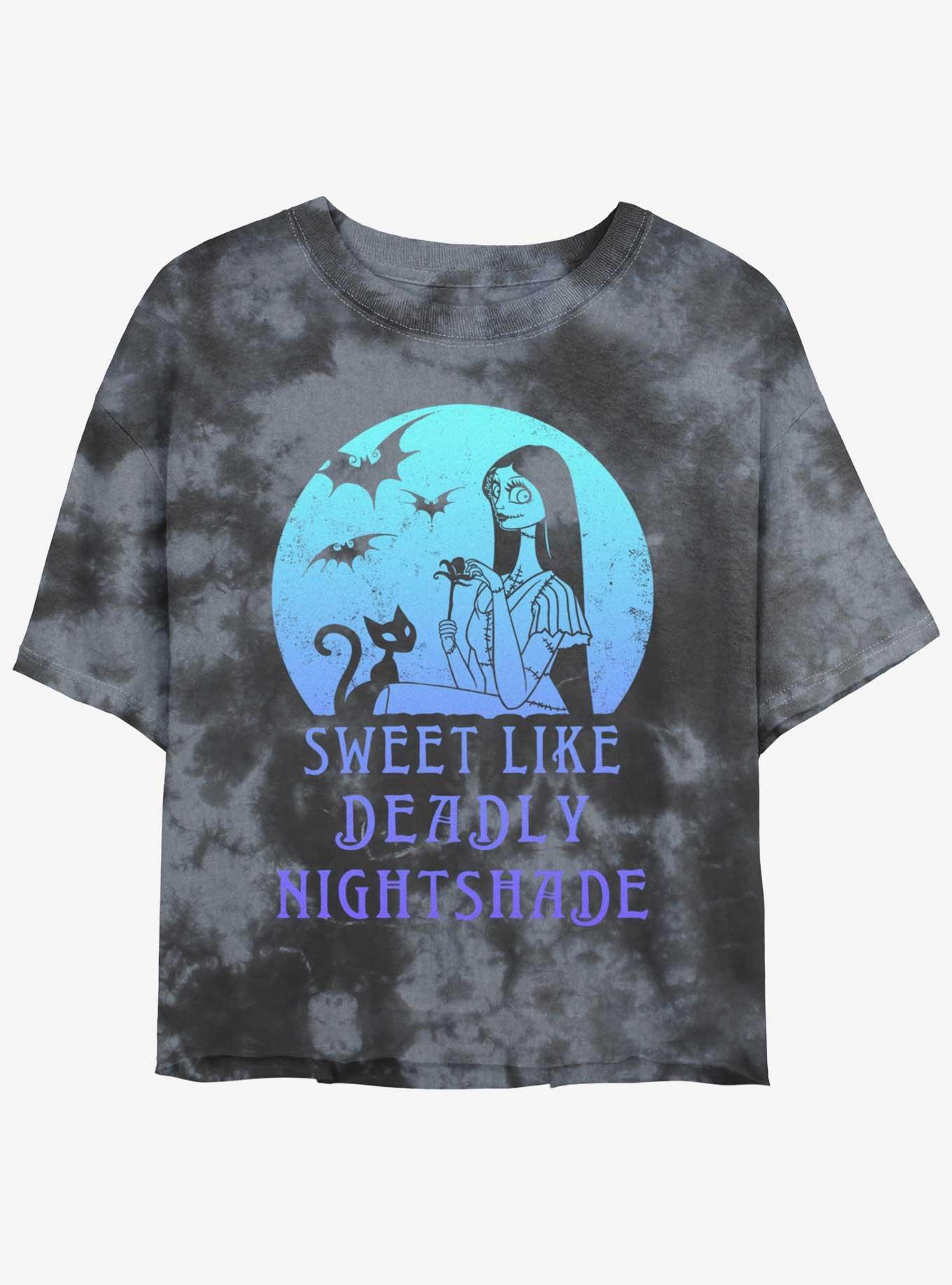 Disney The Nightmare Before Christmas Sally Sweet Like Deadly Nightshade Tie-Dye Womens Crop T-Shirt, BLKCHAR, hi-res