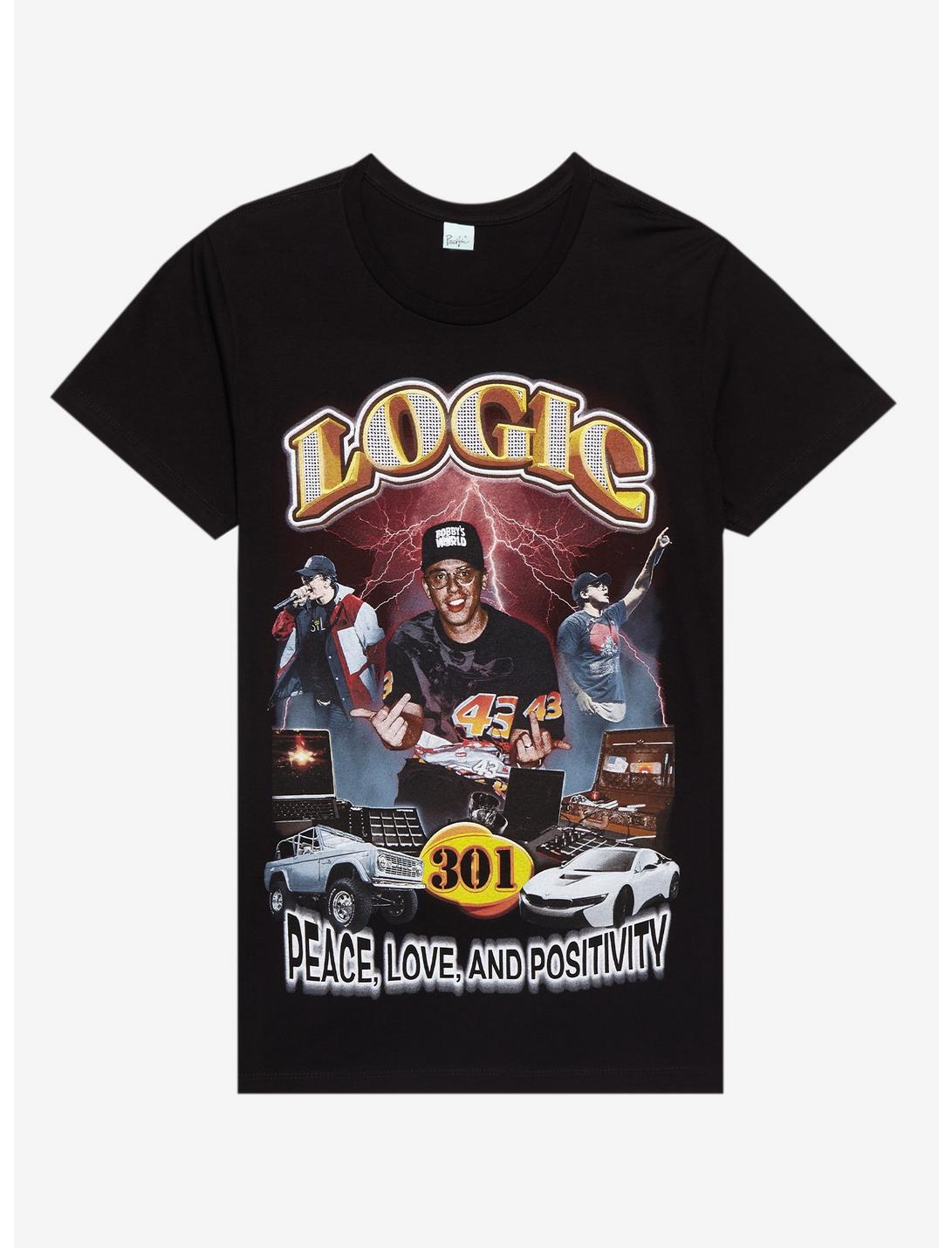 Logic Peace Love & Positivity Collage T-Shirt, BLACK, hi-res