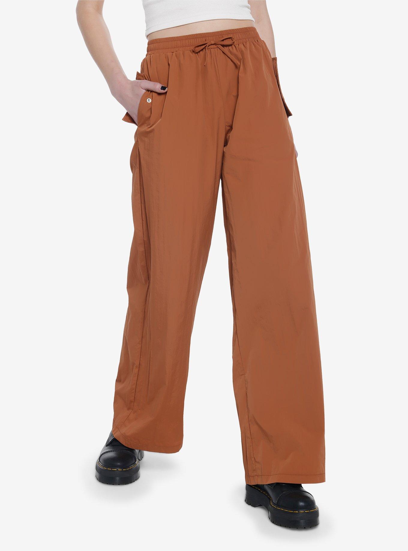 Brown Wide Leg Cargo Pants, SAND, hi-res