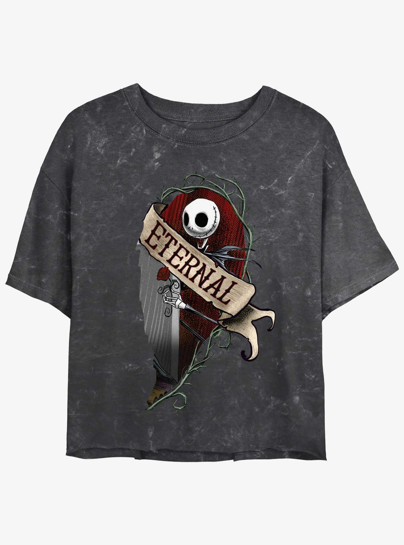 Disney The Nightmare Before Christmas Jack Eternally Mineral Wash Womens Crop T-Shirt, BLACK, hi-res