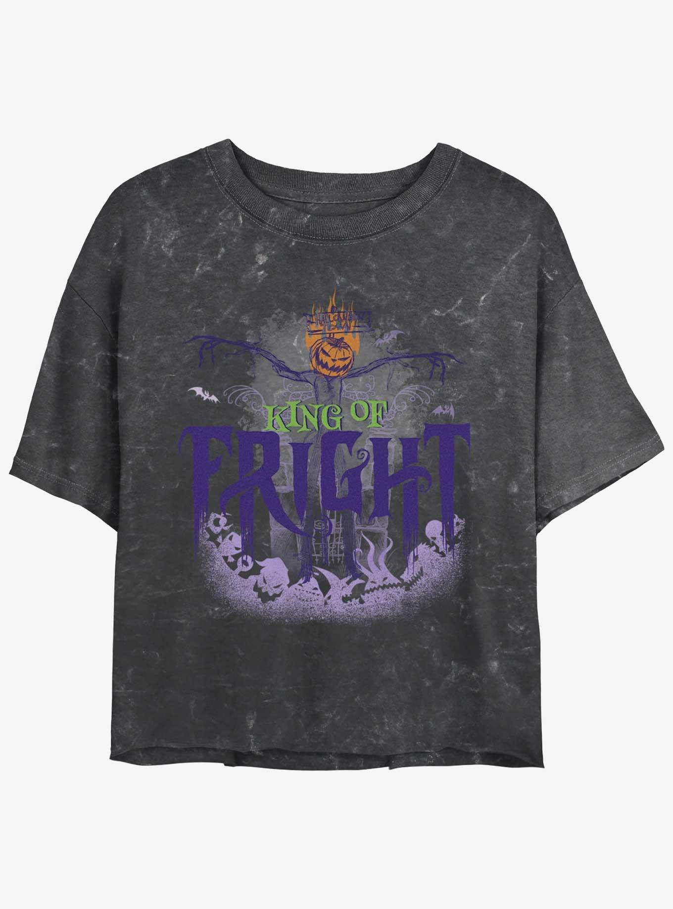 Disney The Nightmare Before Christmas King of Fright Mineral Wash Womens Crop T-Shirt, BLACK, hi-res view 1