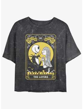 Disney The Nightmare Before Christmas The Lovers Tarot Card Mineral Wash Womens Crop T-Shirt, , hi-res