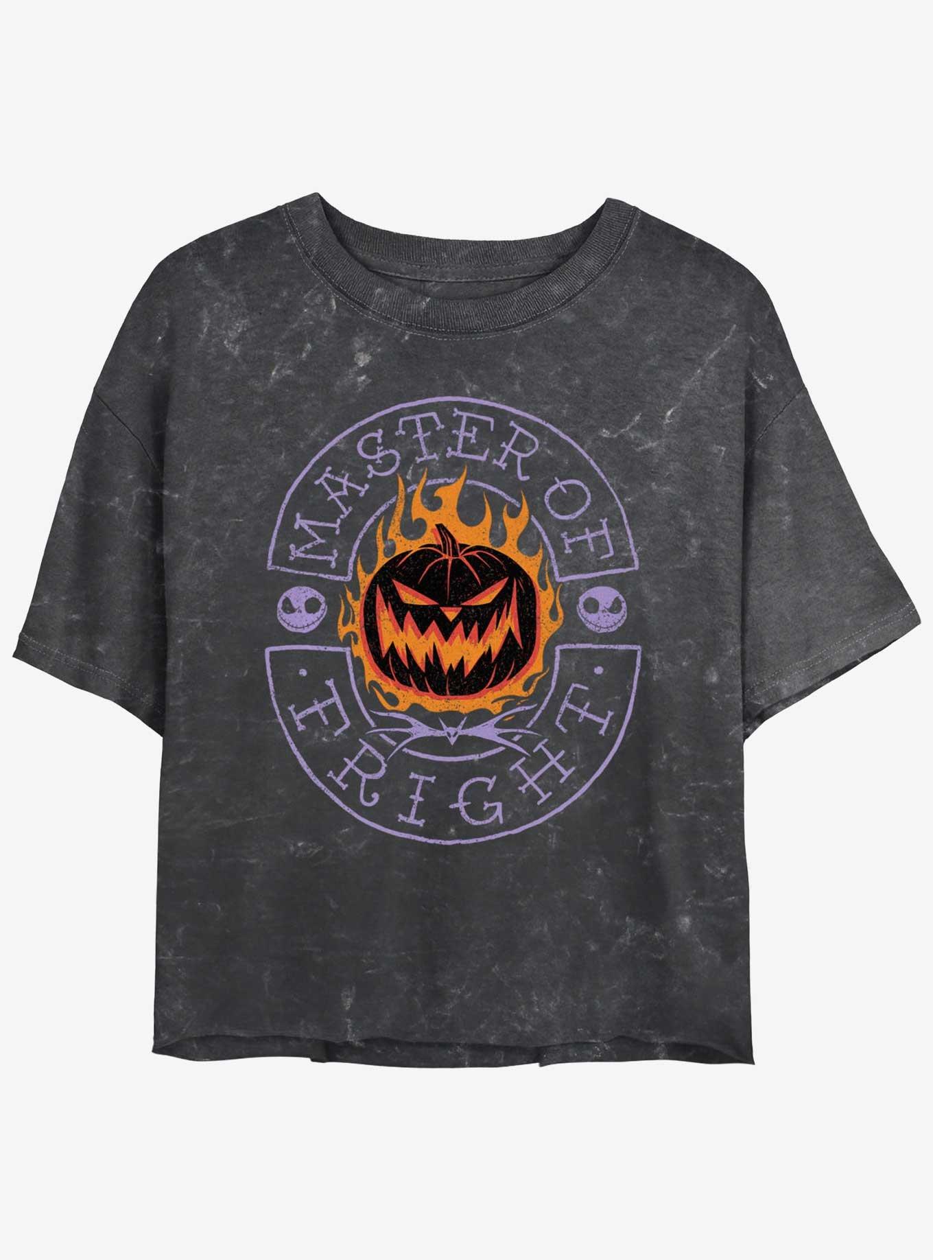 Disney The Nightmare Before Christmas Master of Fright Mineral Wash Womens Crop T-Shirt, BLACK, hi-res view 1