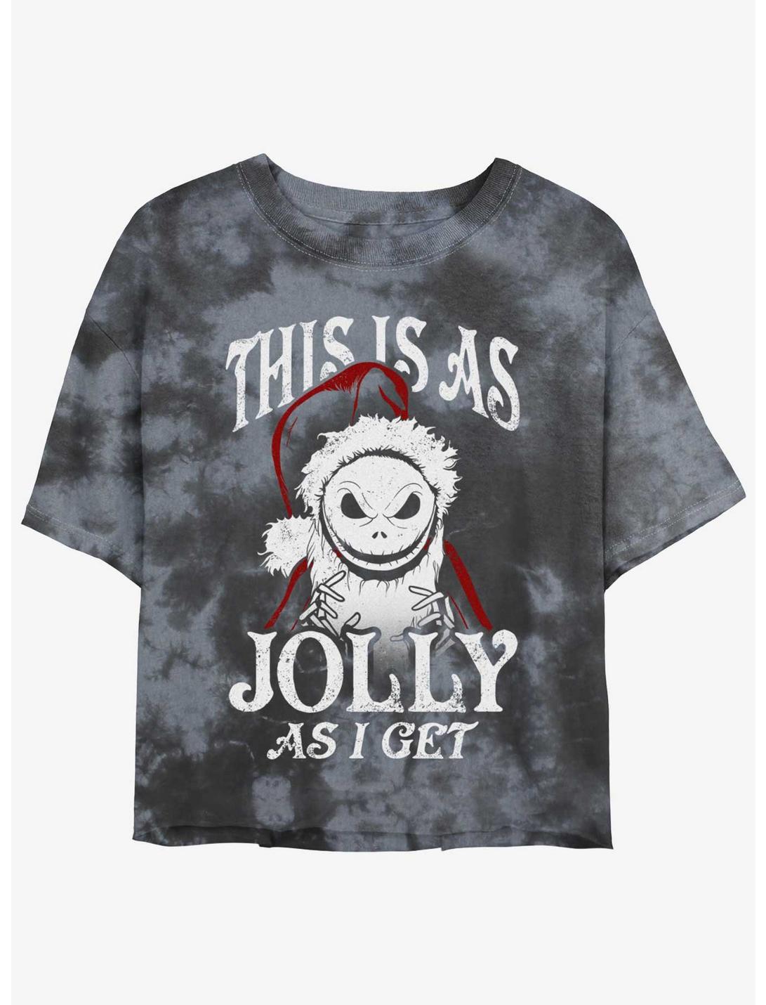 Disney The Nightmare Before Christmas Jolly Santa Jack Tie-Dye Womens Crop T-Shirt, BLKCHAR, hi-res