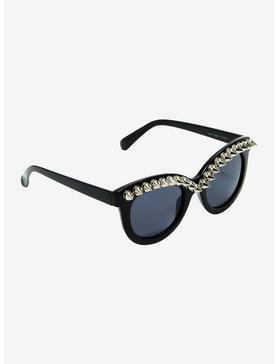Black Studded Cat Eye Sunglasses, , hi-res