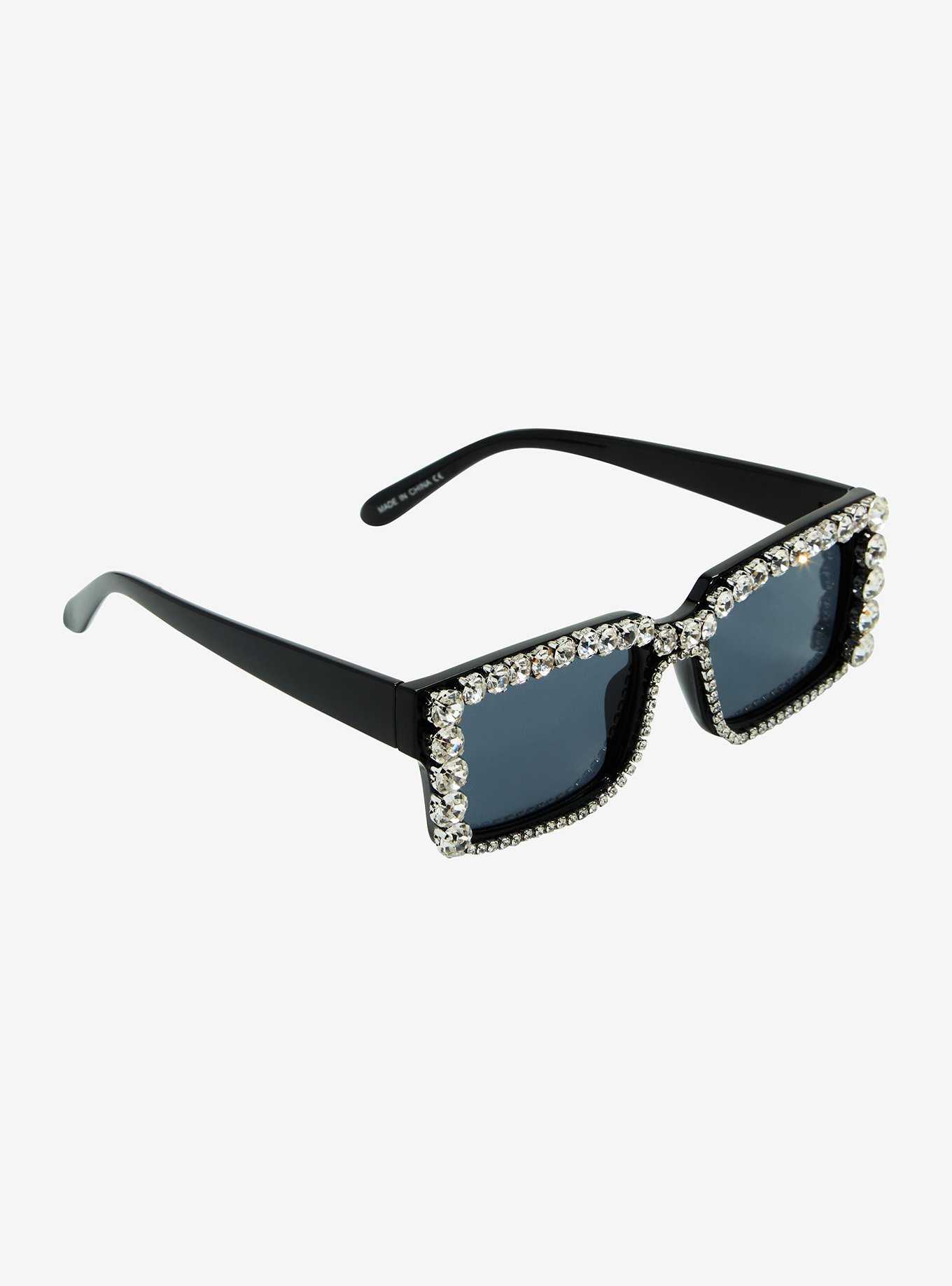 Black Rhinestone Sunglasses, , hi-res