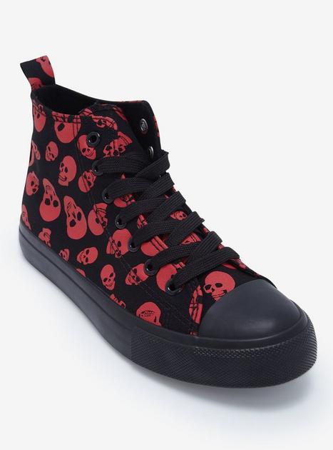 Red Skulls Hi-Top Sneakers | Hot Topic