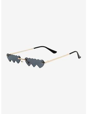 Black Triple Heart Sunglasses, , hi-res