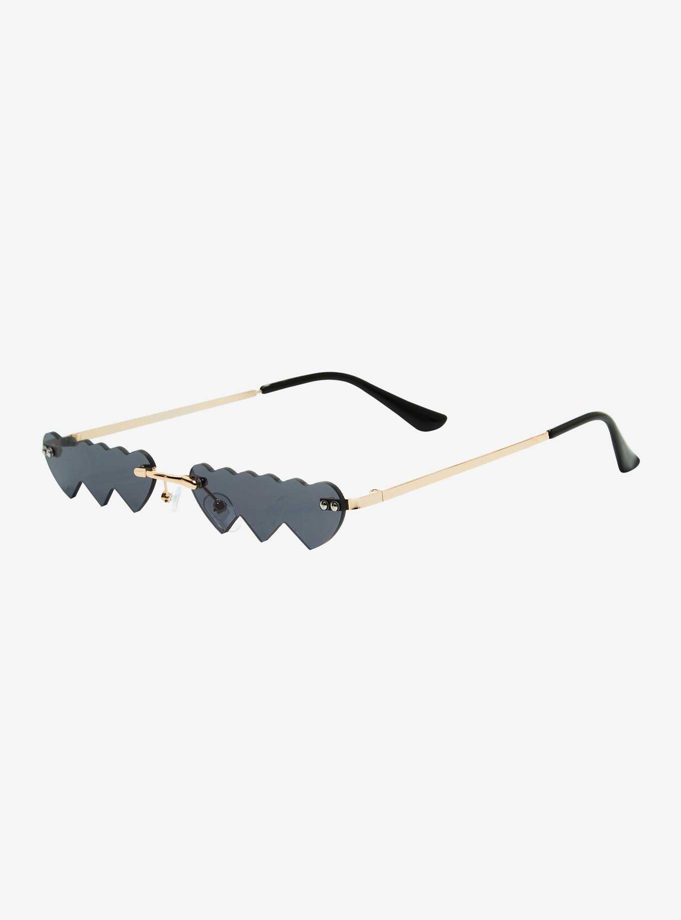 Black Triple Heart Sunglasses, , hi-res