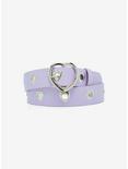 Pastel Purple Heart Grommet Belt, SILVER, hi-res