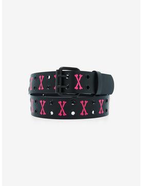 Pink Crossbones Grommet Belt, , hi-res