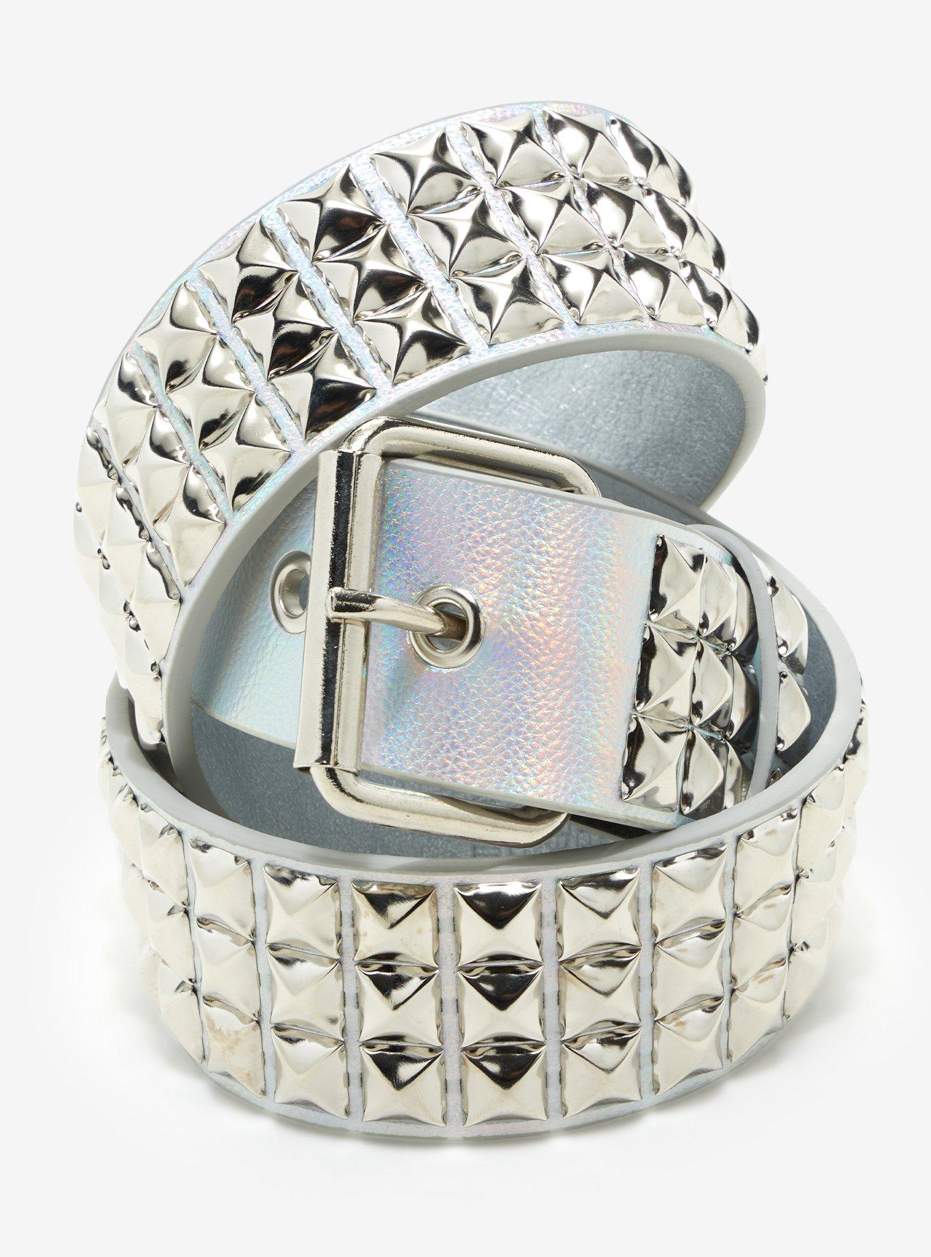 Holographic Pyramid Stud Belt, MULTI, hi-res