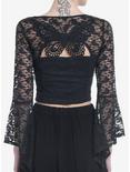 Cosmic Aura Black Butterfly Lace Girls Bell Sleeve Top, BLACK, hi-res