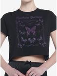 Cosmic Aura Purple Butterfly Girls Crop T-Shirt, BLACK, hi-res