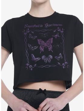 Cosmic Aura Purple Butterfly Girls Crop T-Shirt, , hi-res