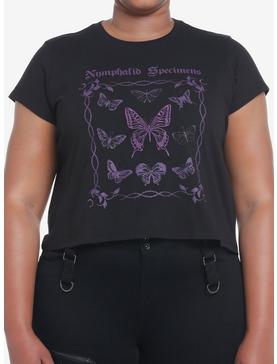 Cosmic Aura Purple Butterfly Girls Crop T-Shirt Plus Size, , hi-res