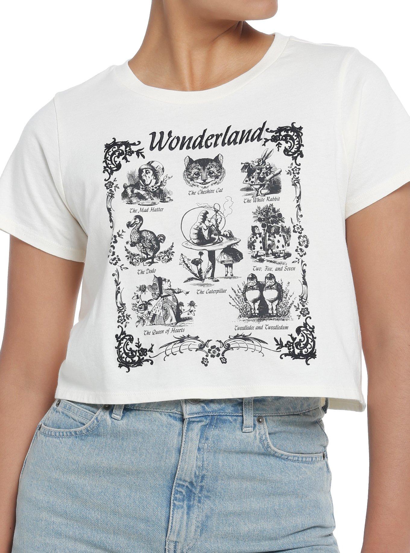 Thorn & Fable Wonderland Characters Girls Crop T-Shirt, IVORY, hi-res