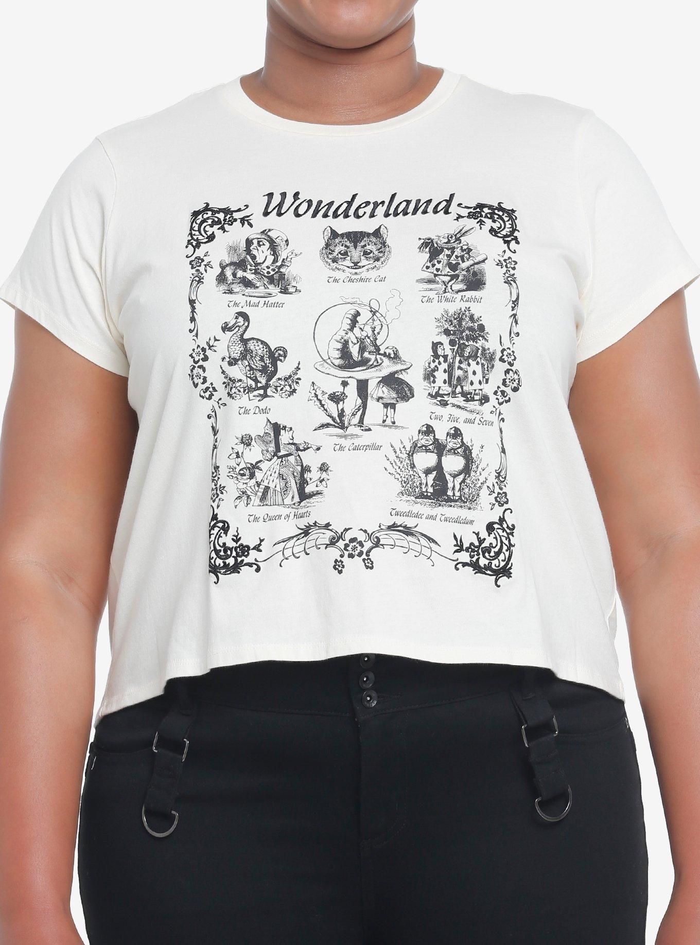 Thorn & Fable Wonderland Characters Girls Crop T-Shirt Plus Size, IVORY, hi-res