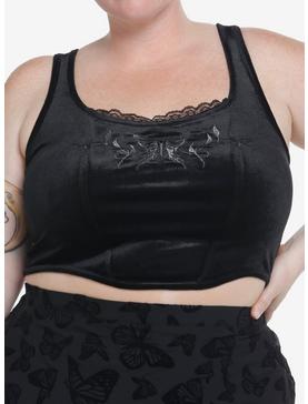 Cosmic Aura Black Velvet Butterfly Girls Corset Top Plus Size, , hi-res